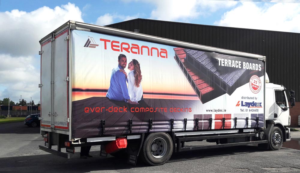 Laydex Truck promoting Teranna Composite Decking