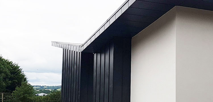 TATA Colorcoat Urban metal roof and vertical installation and Alkorplan 35176 reinforced pvc house image