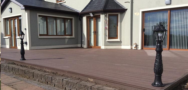 teranna ever shield walnut composite decking that looks and feels like natural wood installed on the terrace
