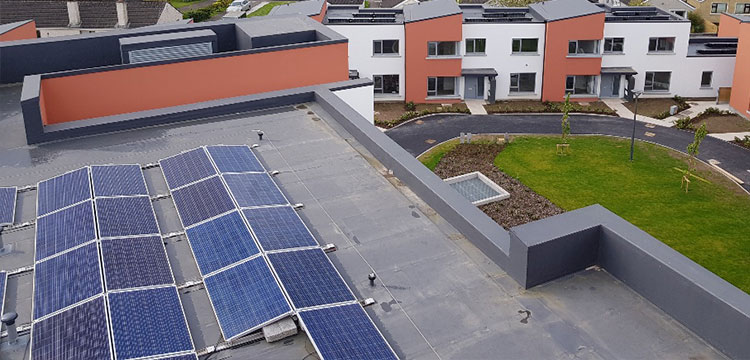 Xtratherm and Renolit Alkorplan and Alkorsolar solar support system installed Housing-Development-Church-Rd-cork