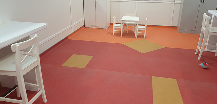 Commercial Vinyl Flooring Project - Play Area in Vivid Colours