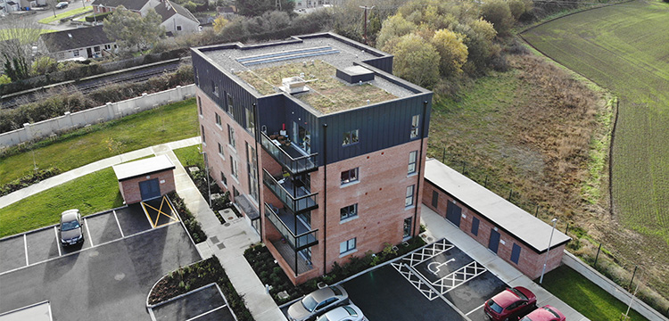 Residential Green Roof Project - The Paddocks Co. Kildare - Sedum Green Roof - Lindab SRP25 Cladding