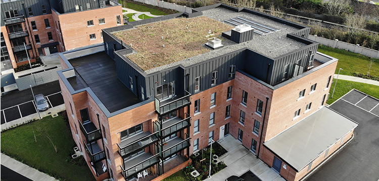 Residential Green Roof Project - The Paddocks Co. Kildare - Sedum Green Roof - Lindab SRP25 Cladding