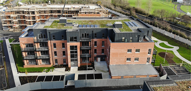 Residential Green Roof Project - The Paddocks Co. Kildare - Sedum Green Roof - Pluvitec Maxitec Anti-Root - Lindab SRP25 Cladding - Renolit Alkorplan PVC Membrane