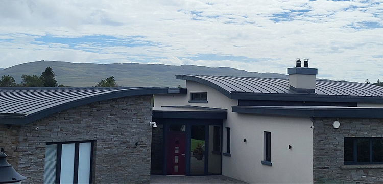 Private Dwelling Cork - Renolit Alkorplan PVC Membrane and Alkor Profile Standing Seam Effect - Xtratherm insulation - Residential Alkorplan Roof